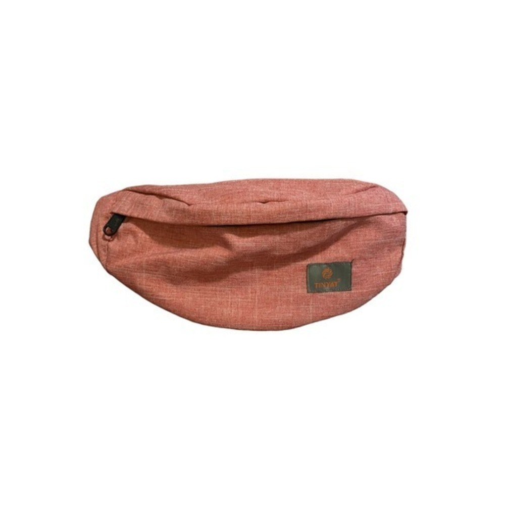TINYAT Fanny Pack 3 Zipper Travel Waist Belt Bag Red Black Unisex Lightweight